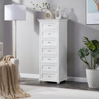 Tall White Dresser for Bedroom with 7 Drawers, 52" Tall Chest of Drawers Modern Wooden Lingerie Chest with Crown Molding and Solid Wood Ball Legs, Anti-0xidation Zinc Alloy Knob(White)