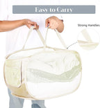 Durable Collapsible Laundry Baskets, Mesh Pop Up Laundry Hamper with Side Pocket, Foldable Clothes Storage Hamper with Reinforced Carry Handles for Laundry, Bathroom, Kids Room, Dorm or Travel Beige