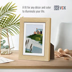 VCK 5x7 Picture Frame 2 Pack - Natural Oak, High-End Wood Poster Frames with Tempered Glass, Display 4x6 Photo with Mat or 5x7 without Mat, Art Gallery-Quality, Wall Hanging/Tabletop, Natural Oak