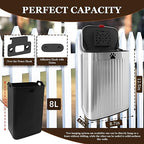 2.1Gal Dog Waste Trash Can, Wall-Mounted, Stainless Steel, 8L, Silver, Rectangular, Heavy Duty, Open-Top, 8.7 x 6.1 x 12.5 inches, 40 Bags Included