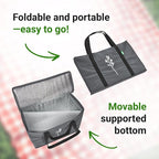Green Bulldog 2Pack Insulated Grocery Bags – Foldable Reusable Cooler Bags with Handles for Everyday Use, Groceries, Food Delivery, and Shopping – 16”x9”x13”, Gray