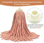 Matthew Cleaning Screw-on Heavy Duty Cotton Wet Mop Replacement Heads(Orange, Medium,12 Pack) with 2 Pack Microfiber Cloth for Residential & Commercial Floor Cleaning Use- Fit Standard American Screw