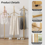 Gold Clothing Racks, Metal Clothes Rack with 6 Straight Arms, Freestanding Garment Rack for Hanging Clothes Heavy Duty, 46" to 63" Adjustable Height Retail Clothing Rack for Boutiques Display