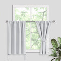 JIUZHEN Short Blackout Curtains for Small Window - Cafe Room Darkening Privacy Energy Saving Window Curtains Tiers for Bathroom,Kitchen, W 42 x L 30, Set of 2 Panels with Tiebacks, Greyish White