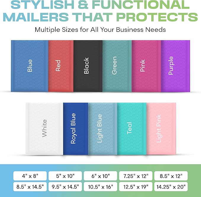 White Small Bubble Mailers 4x8 Inch #000 | Thick Padded Poly Bubble Mailer Envelopes | Waterproof Mailing Envelopes | 500 Pack Bulk | Trading card sports Card Shipping | USA Made