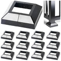 12 pcs 2.5"x2.5" (Actual: 2.5"x2.5") Aluminum Deck Post Base Cover, for Railings, Stairs, Patios, Porches, Split Deck Post Skirt (Black)