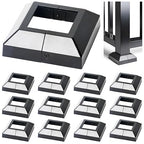 12 pcs 2.5"x2.5" (Actual: 2.5"x2.5") Aluminum Deck Post Base Cover, for Railings, Stairs, Patios, Porches, Split Deck Post Skirt (Black)