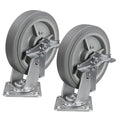 8'' × 2'' Caster Wheels, Heavy Duty Industrial Casters, Rubber Wheels with Roller Bearing, Load 1000lbs per Swivel Caster for Cart Dolly Toolbox Trolley (2 Brake)
