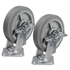 8'' × 2'' Caster Wheels, Heavy Duty Industrial Casters, Rubber Wheels with Roller Bearing, Load 1000lbs per Swivel Caster for Cart Dolly Toolbox Trolley (2 Brake)