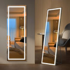 Kosmonia 65x24 Full Length Mirror, Dimmable 3 Color LED Light w/Light Memory, Distortion Free Silver Coating Mirror, HD Reflection &Anti Desilvering,Tempered Glass &Shatter Proof Film Doubles Safety