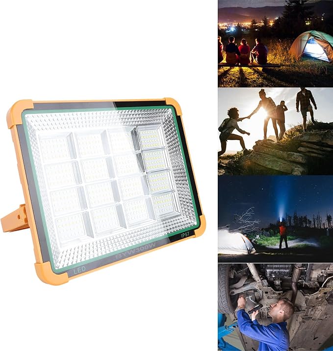 Garosa 300W Portable Solar Work Light Rechargeable LED Light 4 Modes IP65 for Camping Emergency Outdoor Work