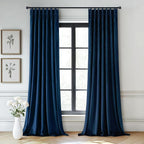 MIULEE Navy Blue Velvet Curtains 96 inches Long, Pinch Pleated Blackout Drapes with Hooks, Thermal Insulated Pinch Pleat Panels for Bedroom Living Room, 2 Panels