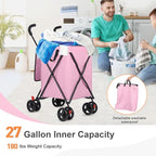 27 Gal/180 LBS Capacity Shopping Cart, Upgrade Huge Grocery Cart on Wheels,Heavy Duty Foldable Utility 360° Rolling Swivel Wheels for Shopping Picnic Groceries Laundry (Rose)