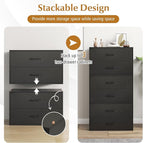 POWERSTONE 2 Drawers Storage Cabinets, Wooden Dresser Organizer, Under Desk Storage for Living Room, Bedroom, Home Office, Black