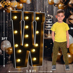 Pooqla 3FT Marquee Light Up Letters, Black LED Party Decor Large Marquee Letters 3 Feet Tall, Giant Mosaic Letter for Birthday Graduation Anniversary Wedding Decoration, Letter W