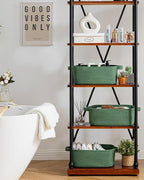 KALLAX Small Woven Basket, 14 x 10 x 5.6 Inches, Small Storage Baskets for Organizing, Gift Baskets Empty, Cute Rope Shelf Closet Storage Bins for Shelves, Dog Toy Basket, Green