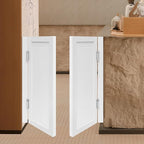 Solid Wood Interior Swing Door with Metal Hinges - Swinging Cafe Doors for Kitchen, Stairs, Bedroom Entrance & Partition (White, 31.5"X35.43")