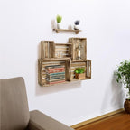 5-Piece Farmhouse Wooden Crate Set - Rustic Wooden Crates for Display and Storage, Large Torched Decorative Crates, Farmhouse Apple Crates, Painted Wood Crates for Decor