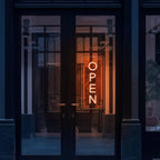 Vertical LED Open Signs for business – Super Bright - UV Printing Pattern, Remote Included - Large Size 20x50'' - Neon Open Sign for Café, Bar, Shop & Business Sign (Orange)
