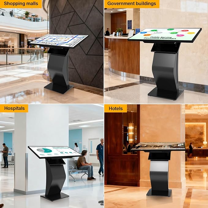 32 inch Touch Screen Kiosk, LCD Screen Digital Signage Kiosk, K-Style Stand Digital Signage Display, Interactive Display for Mall Navigation/Self-Ordering/Advertising/Retail Store