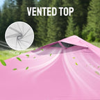 CROWN SHADES Adjustable Height on The Fly, 10x10 Pop Up Canopy - Beach Tent with One Push Setup - Easy Outdoor Sun Shade for Events, Parties, Camping - Outside Shade with STO-N-Go Bag, Pink