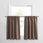 PONY DANCE Small Window Curtain - Window Treatment Tiers Blackout Rod Pocket Top Home Decor Small Drape Valances for Kitchen, 42-inch W x 30-inch L, Taupe, Pack-2