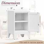 Bestoo Metal Locking Cabinet, 23.6" H Locker with 1 Magnetic Door and 1 Adjustable Shelve, Small Lockable Nightstand, White Bedside Storage Cabinets for Bedroom, Home, Office, School