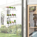 3-Tier Clear Hanging Window Plant Shelves 16In, Height Adjustable Acrylic , Indoor Windows Wall Hanging Plant Stand Flower Display, Flower Pot Organizer Storage for Grow Herbs, Microgreens, Succulents