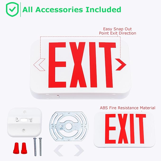 LIT-PaTH LED EXIT Sign, Emergency light with Double Face and Back Up Batteries- US Standard Red Letter Exit Lighting, UL 924 and CEC Qualified, 120-277 Voltage, 12-Pack