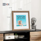 VCK 12x12 Picture Frame 2 Pack - Walnut, High-End Wood Poster Frames with Tempered Glass, Display 8x8 Photo with Mat or 12x12 without Mat, Art Gallery-Quality, Wall Hanging, Walnut