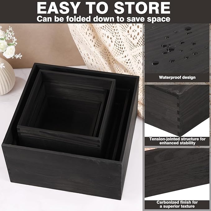 6 Pack Wood Cake Cupcake Stand Buffet Risers, Wooden Display Stand Wood Display Riser, Square Food Display Risers for Party Wedding Birthday Home (6" 7" 8" 9" 10" 11")