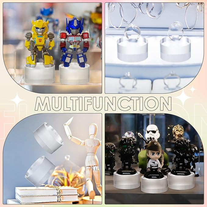 Remerry 8 Pcs Acrylic Round Blocks for Display Clear Polished Blocks for Display Clear Acrylic Edge Polished Base Display Riser for Table Showing Cosmetics Collectibles Figures (2 x 2 x 1 Inches)