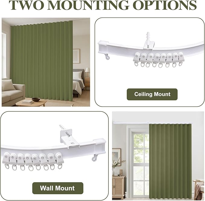 Faux Linen Semi Sheer Room Divider Curtain with Flexible Curtain Track, Light Filtering Privacy Curtain for Patio Sliding Glass Door, Room Dividing, Living Room Bedroom, Olive Green, W72xL96, 1 Panel