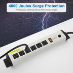 CCCEI 12 Gauge Heavy Duty Power Strip Surge Protector 4800J, 20 Amp 6 Plug Industrial Shop Garage Metal Multiple Outlets, 25 FT Extension Cord 5-15P Adapter High Amp 6-20R T-Slot 20a for Appliance.