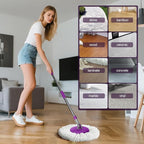 Spin Mop and Bucket with Wringer Set,Masthome 360°Spinning Bucket System with 3 Reusable Pads,EasyWring Microfiber Mop and Buckets for Floor Cleaning, Wet Dry Floor Mop for Home & Office