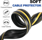 10Ft Cord Covers for Wires on Floor, 3-Channel Heavy Duty Floor Cord Cover with Anti-Slip Base & Yellow Warning Strips, Extension Cord Covers for Floor, Ideal for Home, Office, Outdoor Use