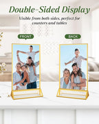 8 Pack 5x7 Gold Acrylic Sign Holders, Double Sided Picture Frame Stands Vertical, Clear Wedding Table Numbers Frames for Photo Display, Restaurant Menu, Flyers