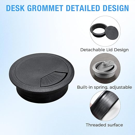 Desk Grommet 2" (50 mm), Desk Cord Hole Cover, Cable Grommet ABS Plastic, Desk Hole Grommet for Office and Home Table Cable, Detachable Adjustable Cable Cord Organizer (White 4 Pcs)