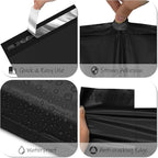 JinRuiKJ Poly Mailers with Handle 14.5x19 Inch 50 Pcs, Self Sealing Shipping Bags for Clothing, Easy to Carry Packaging Bags for Small Business - Pure Black