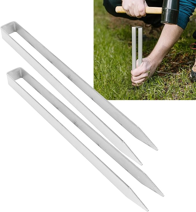 4 Pcs U Shaped Stakes Heavy Duty Stainless Steel Ground Pegs, U Shape Rose Arch Ground Anchors for Weed Barrier Fabric Irrigation Tubing, Secure Fence and Outdoor Equipment with Ea