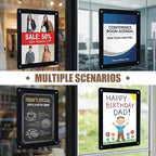 Thyle 2 Pack 8.5 x 11 Acrylic Window Sign Holder with Suction Cups and Black Frame, Clear Acrylic Frames Glass Door Wall Mount Advertising Signage Sign Holder for Mall, Office, Home, Store, Restaurant