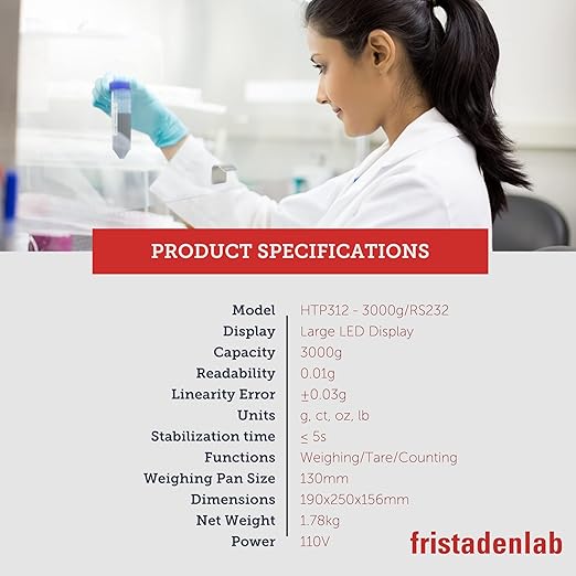 Fristaden Lab Scale | HTP Series (3000 g x 0.01 g (Square Pan) + RS232)