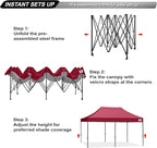 ABCCANOPY Patio Pop Up Canopy Tent 10x20 Commercial-Series(Burgundy)