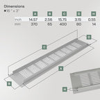 Vent Systems 16 x 3 Inch (Outer Dimensions) Air Supply Ventilation Grille - Pack of 2 - Silver Aluminum Rectangle Intake/Exhaust Door Vent Deflector - HVAC for Home Improvement Floor, Wall Duct Cover