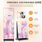 MWE P1.86 Spliceable LED Poster Screen with Flight Case, Foldable LED Digital Signage Advertising Display Kiosk with Publishing System, Portable Digital Poster for Events and Rentals (2 Panels), Black