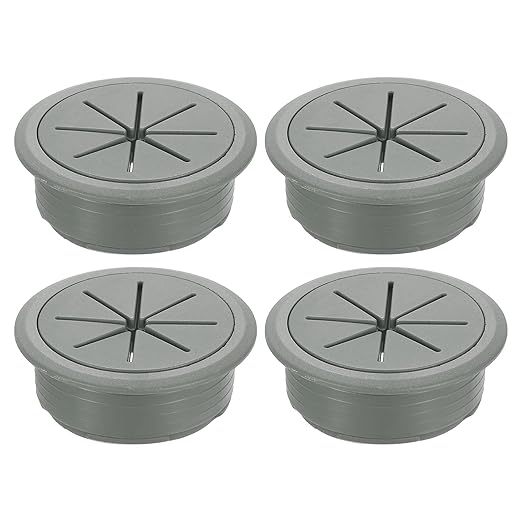 uxcell 4 Pcs Desk Grommet, 1.97 inch 50mm Desk Cable Hole Cover Wire Hole Insert for Home Office Table Cabinet Cord Organizer, Drak Gray