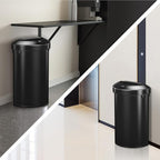 EKO Urban 21 Gallon Semi-Round Open Top Waste Bin, Stainless Steel Half Round Commercial Trash Can for Indoor and Outdoor, Extra Large Garbage Bin for Home, Office, Restaurant, 80L, Matte Black