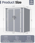 5x3 Resin Garden Sheds & Outdoor Storage on Clearance, Weather-Resistant Plastic Shed with Floor and Lockable Door for Garden Tools, Lawn Mower, Bike, Backyard Organization, Aritic Light Grey