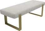 VANT Upholstered Bed Bench - Faux Merino Wool Grey - Burnished Brass - Contemporary Modern, Bedroom Bench Seat, Hallway, or Entryway