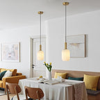 KCO Lighting Modern White Ribbed Pendant Light Small 1-Light Milk Glass Kitchen Lighting Fixtures Ceiling Mount Mid Century Frosted Globe Pendant Light Single Brushed Gold Hanging Lighting, 13cm